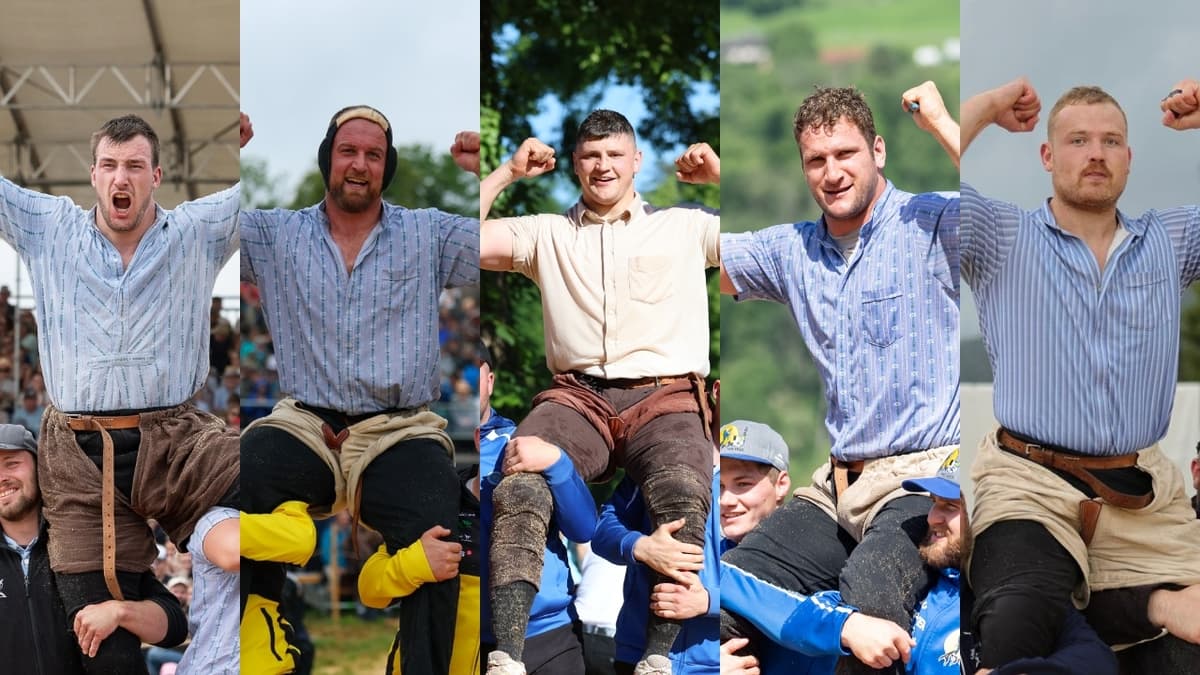 Die fünf Schwinger der Woche im Monat Mai (v.l.n.r.): Damian Ott, Matthias Aeschbacher, Nick Alpiger, Armon Orlik und Romain Collaud.